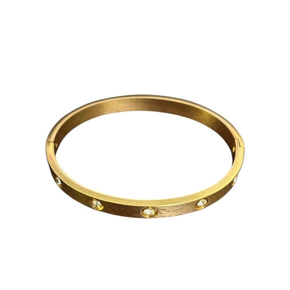 Gold Plated Cuff Bangle Bracelets Set for Women Non-Tarnish Stack Jewelry 4 pc - Picture 5 of 6